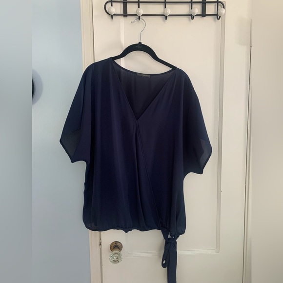 West Kei Ciyonna Faux Wrap Blouse in Navy - Picture 5 of 12
